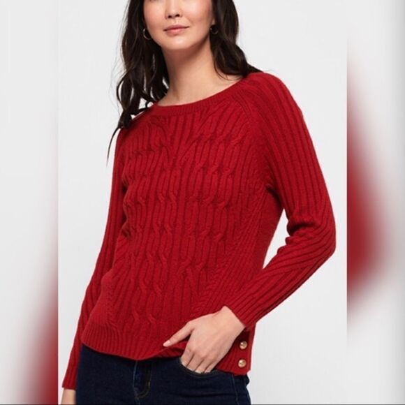 Superdry Hester cable knit red sweater - Picture 1 of 7